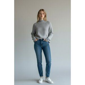 New Topshop $68 Gray Soft Ribbed Knit Mock Neck Sweater Women's US Size 6